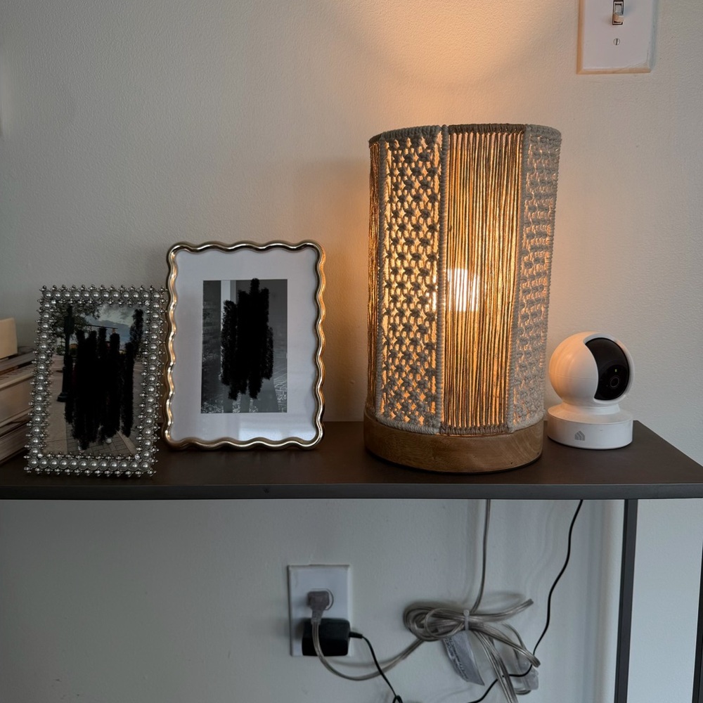 Beige Macrame Table Lamp - Picture 3 of 3